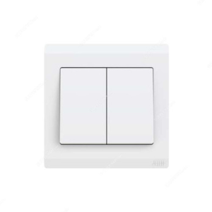 ABB 2 Gang 1 Way Switch with elegant white finish for dual light control