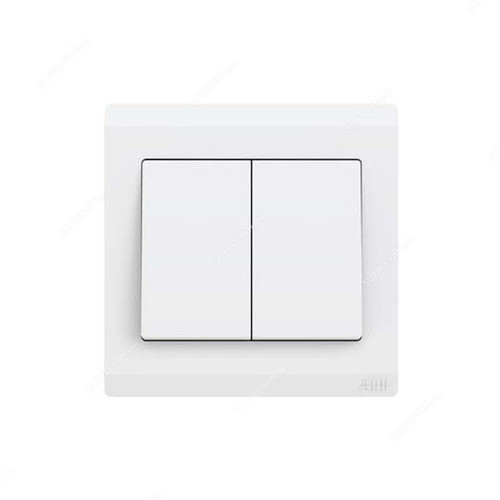 ABB 2 Gang 1 Way Switch with elegant white finish for dual light control